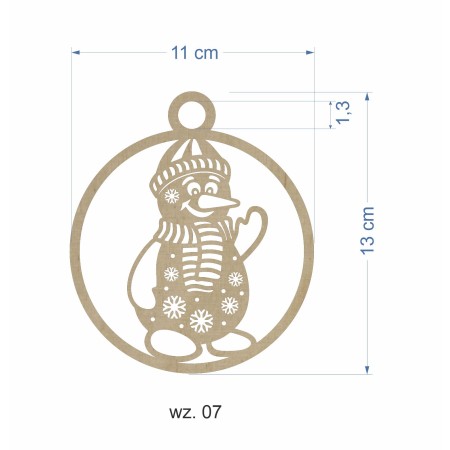 1822-126-439 Bombka, zawieszka wys. 13,5 cm - wzór nr 7 wymiar
