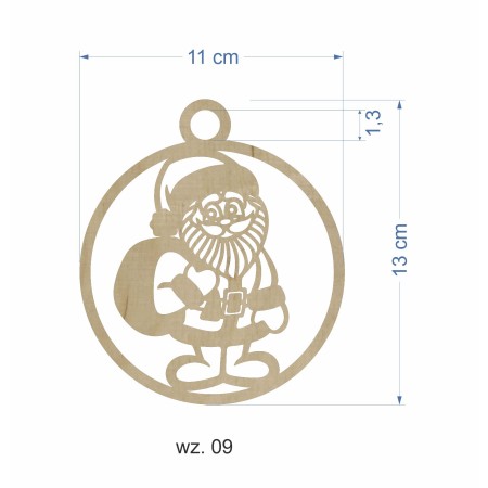 1822-126-439 Bombka, zawieszka wys. 13,5 cm - wzór nr 9 wymiar