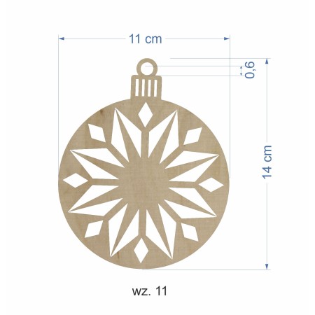 1822-126-439 Bombka, zawieszka wys. 13,5 cm - wzór nr 11 wymiar