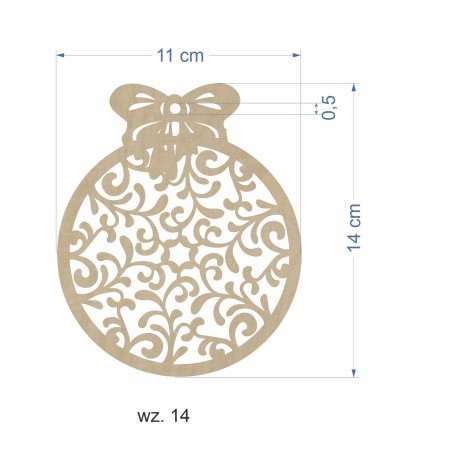 1822-126-439 Bombka, zawieszka wys. 13,5 cm - wzór nr 14 wymiar