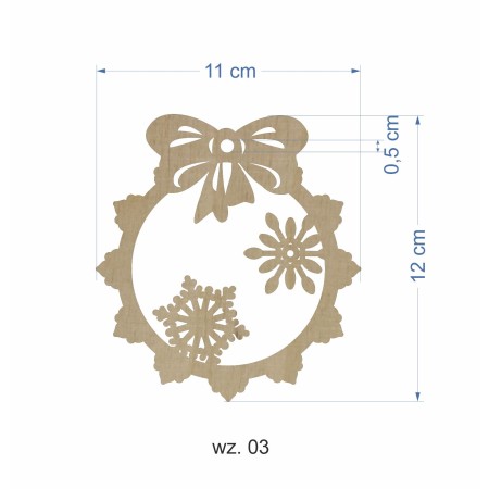 1822-126-439 Bombka, zawieszka wys. 13,5 cm - wzór nr 3 wymiar