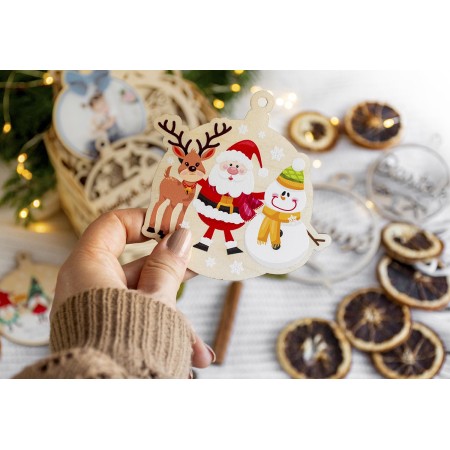 1822-126-450 Bombka, zawieszka kolorowa z napisem 10 cm - wzór 2