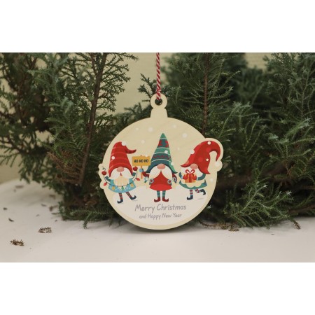 1822-126-450 Bombka, zawieszka kolorowa z napisem 10 cm - wzór 8