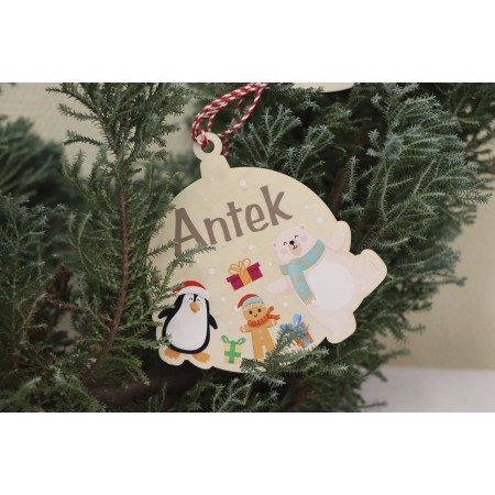 1822-126-450 Bombka, zawieszka kolorowa z napisem 10 cm - wzór 7