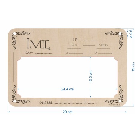 1822-126-468 Tabliczka ze zdjęciem na boks dla konia - wzór 1 wymiary