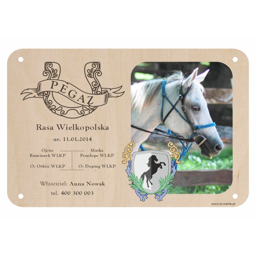 1822-126-468 Tabliczka ze zdjęciem na boks dla konia - wzór 2
