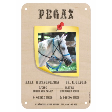 1822-126-468 Tabliczka ze zdjęciem na boks dla konia - wzór 4