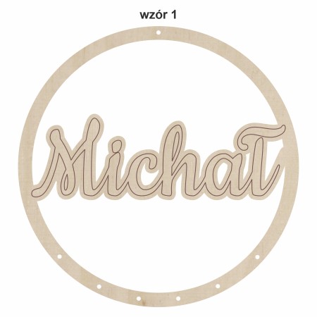 1822-126-428 Obręcz do łapacza snów ze wzorem, imieniem - wzór 1 przykład