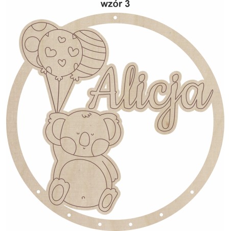 1822-126-428 Obręcz do łapacza snów ze wzorem, imieniem - wzór 3 przykład