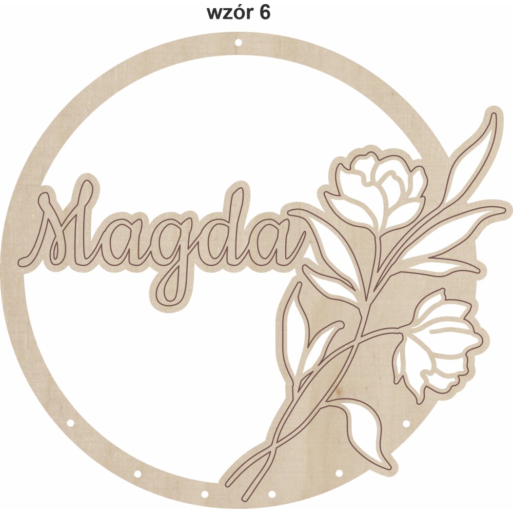 1822-126-428 Obręcz do łapacza snów ze wzorem, imieniem - wzór 6 przykład