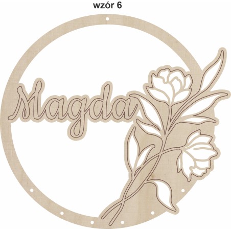 1822-126-428 Obręcz do łapacza snów ze wzorem, imieniem - wzór 6 przykład