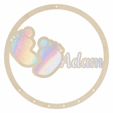 1822-126-419 Obręcz do łapacza snów kolorowa, ze wzorem, z imieniem, śr. ~20 cm - wzór nr 2