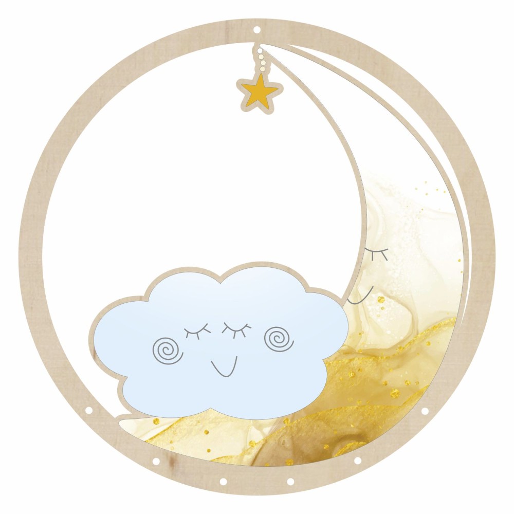 1822-126-419 Obręcz do łapacza snów kolorowa, ze wzorem, z imieniem, śr. ~20 cm - wzór nr 5