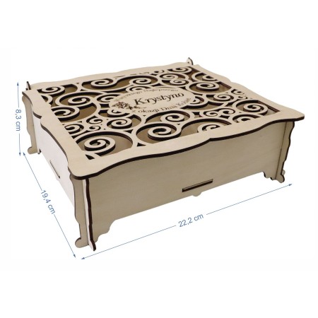 1822-126-401 Pudełko ozdobne, wieczko wycinane, szer. 22 cm - wzór nr 1 wymiary