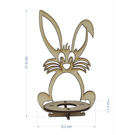 1822-126-403 Stojak na jajko, zając Wielkanocny  - wymiar