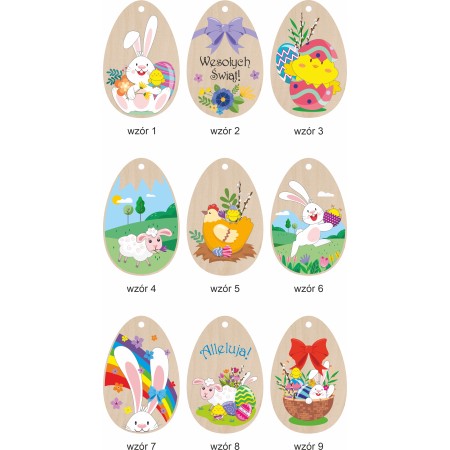 1822-126-457 Zawieszka jajko Wielkanocne, kolorowe - wszystkie wzory