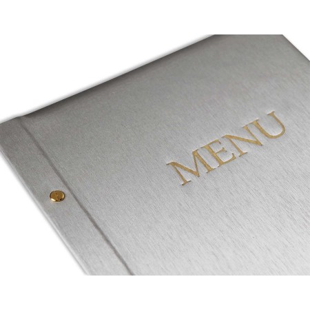 1824-339-151 Okładka Menu, oklejana - metalizowana, z napisem prostym, srebrna - tłoczenie