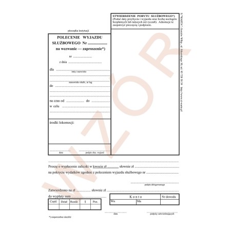 2713-390-442 Delegacja - polecenie wyjazdu służbowego 148x210
