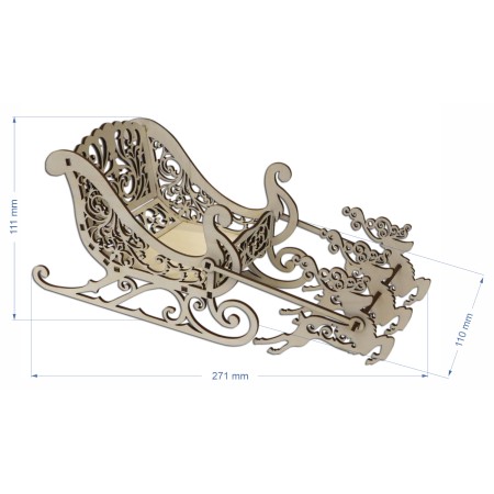 1822-126-433 Sanie na słodycze z reniferami - wymiary