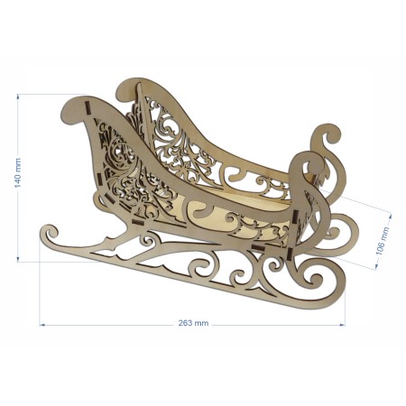1822-126-436 Stojak na butelkę, słodycze - sanie - wymiary