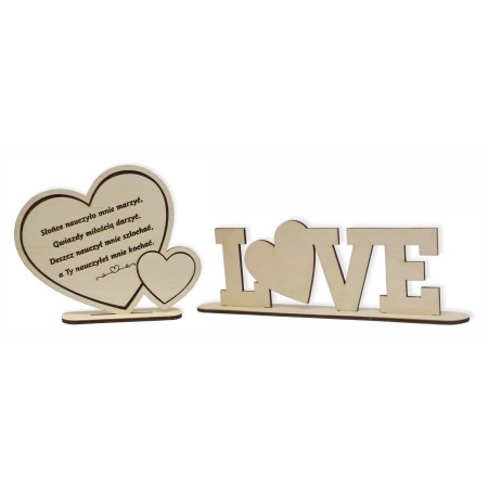 1822-126-440 Ozdoba stojąca - serduszka i napisy na podstawce - wzór 1 i 6 przykład