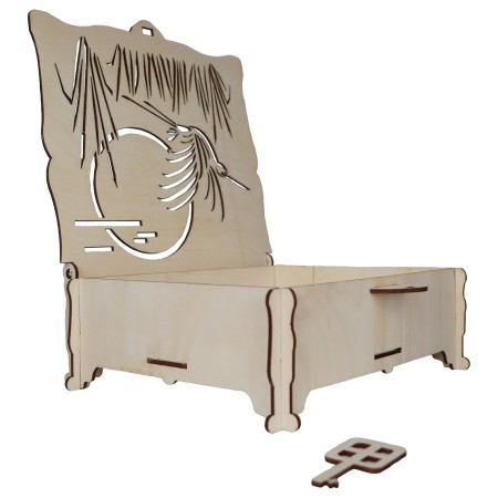 1822-126-401 Pudełko ozdobne, wieczko wycinane, szer. 22 cm, z kluczem - otwarte pudełko