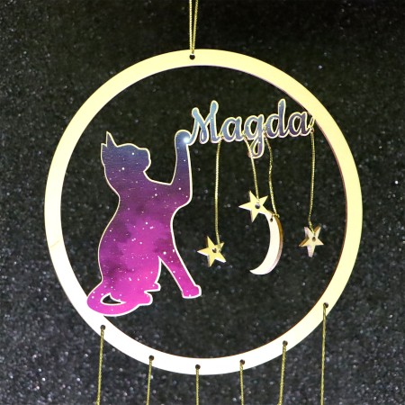 1822-126-419 Obręcz do łapacza snów kolorowa, ze wzorem, z imieniem, śr. ~20 cm - wzór nr 1