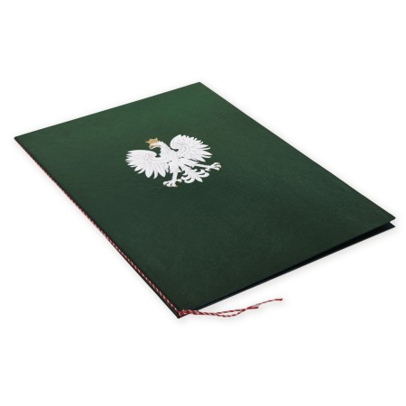 1824-339-091 Okładka na dyplom, z orłem kolorowym - zieleń - bok