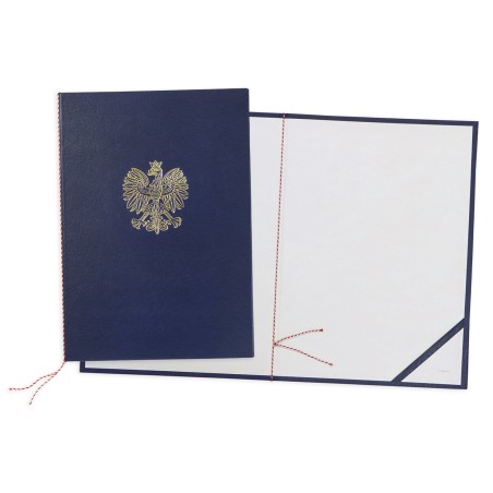 1824-339-076 Okładka na dyplom, ze złotym orłem - granat