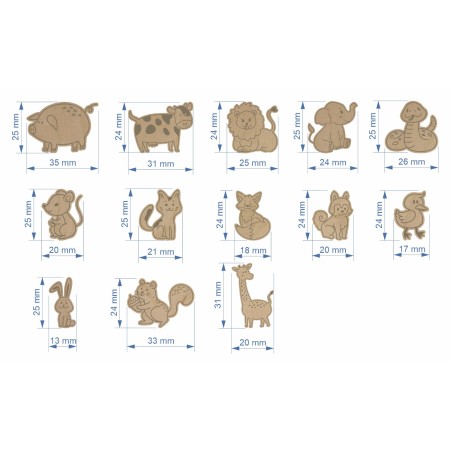 1822-126-448 Scrapki - komplet ozdób wymiary  wzór 4 - zwierzęta