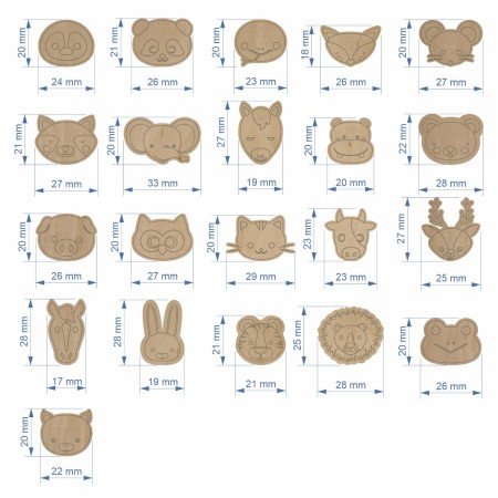 1822-126-448 Scrapki - komplet ozdób wymiary wzór 5 - zwierzęta