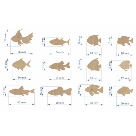 1822-126-448 Scrapki - komplet ozdób wymiary wzór 9 - rybki