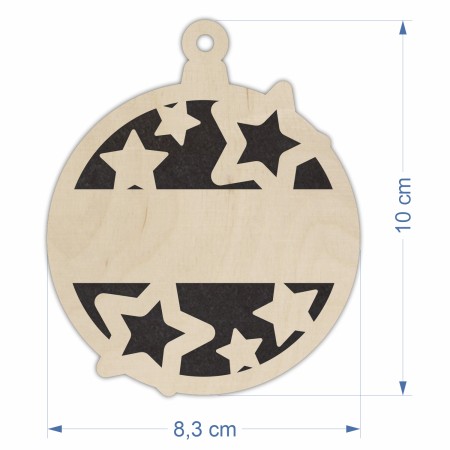1822-126-453 Bombka, zawieszka z imieniem, z filcem, wys. 10 cm - wzór 9 wymiar