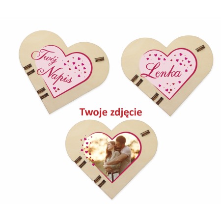 1822-126-454 Pudełko ozdobne serce, nadruk lub grawer, 13cm - wzór 5 wizualizacje