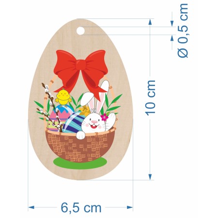 1822-126-457 Zawieszka jajko Wielkanocne, kolorowe - wzór nr 9 wymiary