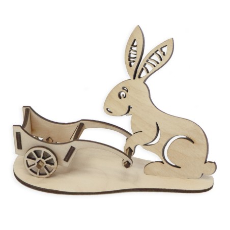 1822-126-404 Stojak na jajko - Wielkanocny - zając z wózkiem