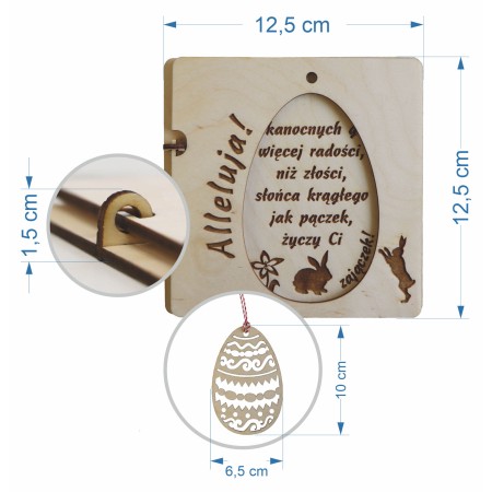 1822-126-460 Kartka składana z życzeniami, z zawieszką - wzór 1