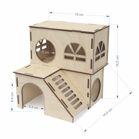 1822-126-463 Domek dla chomika - piętrowy - wymiary