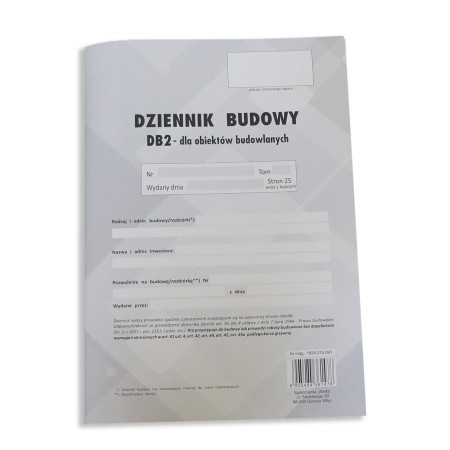 1824-210-093 Dziennik Budowy DB2, A4, 50k