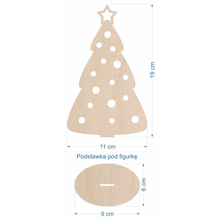 1822-126-432 Ozdoba stojąca - bożonarodzeniowa choinka wzór 4 wymiary