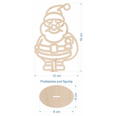 1822-126-432 Ozdoba stojąca - bożonarodzeniowa Mikołaj wzór 5 wymiary