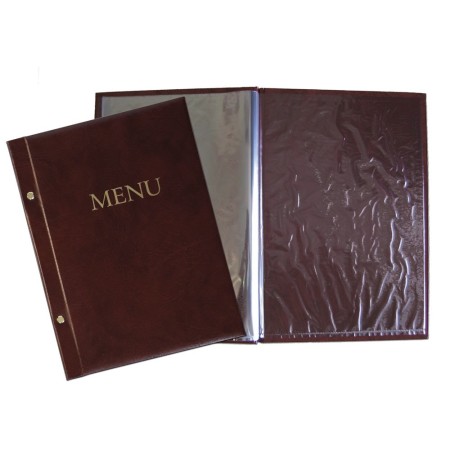 1824-339-117 Okładka Menu, oklejana, z napisem prostym - brązowa