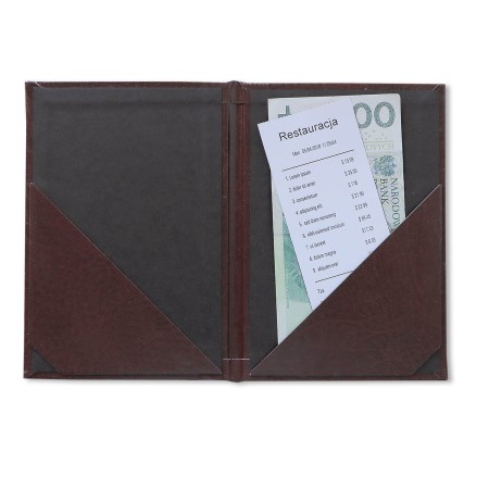 1824-339-147 Płatnik kelnerski 105x155 z kieszeniami - brąz