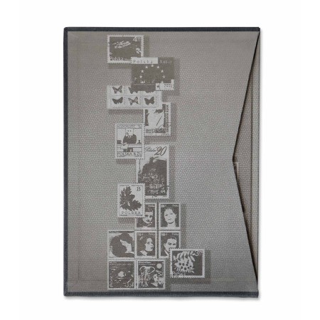1829-110-006 Klaser filatelistyczny 178x245, 8k, z futerałem, okładka drukowana - szary w futerale