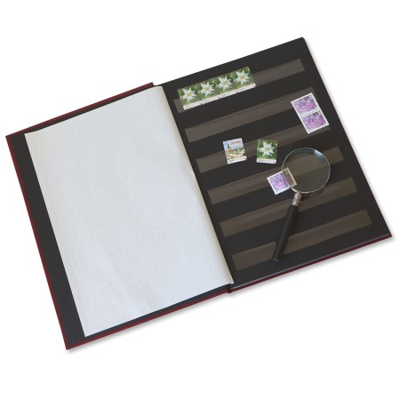 1829-110-004 Klaser filatelistyczny 215x302,  6k, z futerałem - bordo przykład