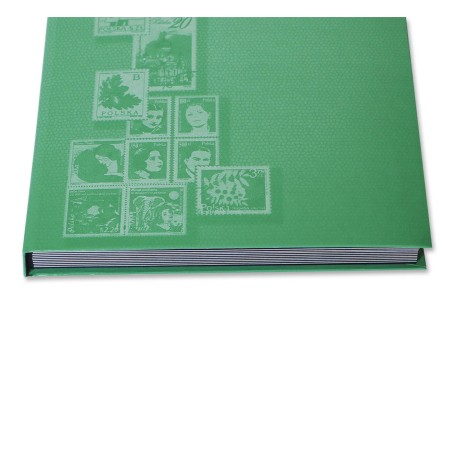 1829-110-007 Klaser filatelistyczny 215x302, 12k, z futerałem, okładka drukowana - zielony bok