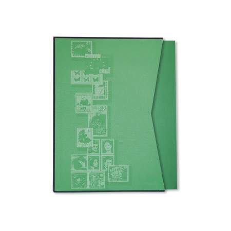 1829-110-007 Klaser filatelistyczny 215x302, 12k, z futerałem, okładka drukowana - zielony w futerale
