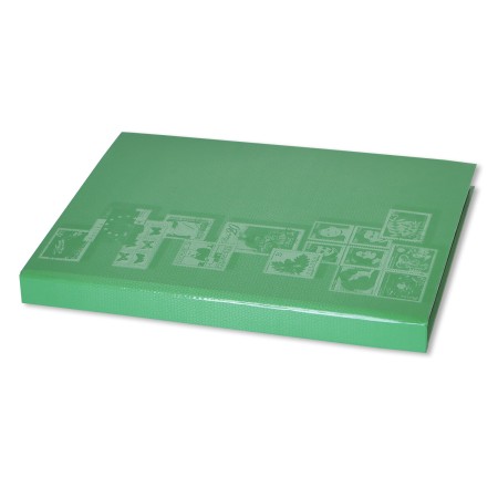 1829-110-008 Klaser filatelistyczny 215x302, 6k, z futerałem, okładka drukowana - zielony grzbiet