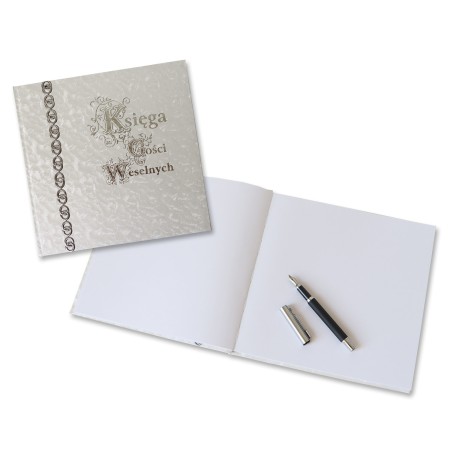 1829-319-103 Księga Gości Weselnych 225x220, okładka z ozdobną taśmą